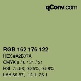 颜色代码: RGB 162 176 122 | qconv.com