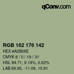 Color code: RGB 162 176 142 | qconv.com