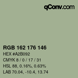 Código de color: RGB 162 176 146 | qconv.com