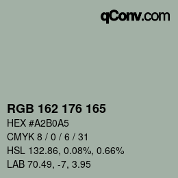 颜色代码: RGB 162 176 165 | qconv.com
