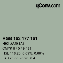 カラーコード: RGB 162 177 161 | qconv.com
