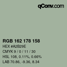 Color code: RGB 162 178 158 | qconv.com