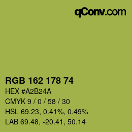 Color code: RGB 162 178 74 | qconv.com