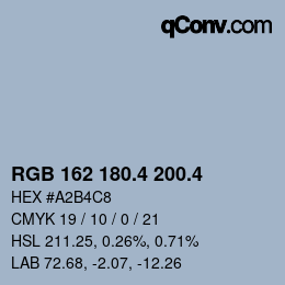 カラーコード: RGB 162 180.4 200.4 | qconv.com