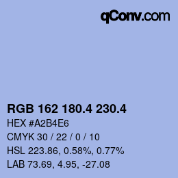 カラーコード: RGB 162 180.4 230.4 | qconv.com