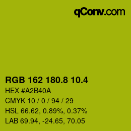 カラーコード: RGB 162 180.8 10.4 | qconv.com