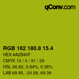 カラーコード: RGB 162 180.8 15.4 | qconv.com