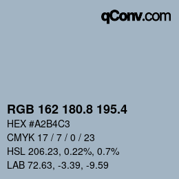 カラーコード: RGB 162 180.8 195.4 | qconv.com