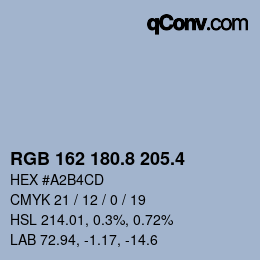 カラーコード: RGB 162 180.8 205.4 | qconv.com