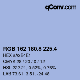 カラーコード: RGB 162 180.8 225.4 | qconv.com