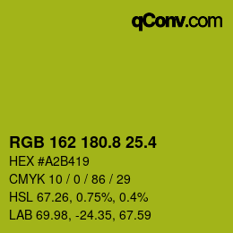 カラーコード: RGB 162 180.8 25.4 | qconv.com
