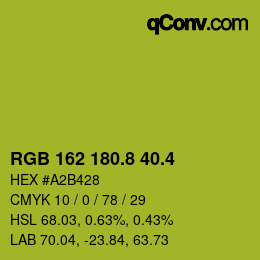 カラーコード: RGB 162 180.8 40.4 | qconv.com