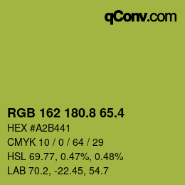 カラーコード: RGB 162 180.8 65.4 | qconv.com