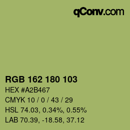 Color code: RGB 162 180 103 | qconv.com
