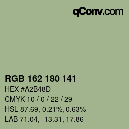 カラーコード: RGB 162 180 141 | qconv.com