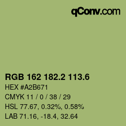 カラーコード: RGB 162 182.2 113.6 | qconv.com