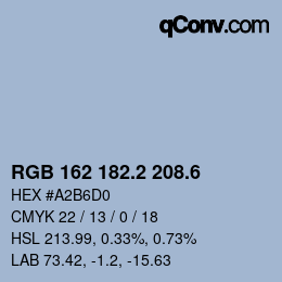 カラーコード: RGB 162 182.2 208.6 | qconv.com