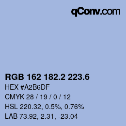 カラーコード: RGB 162 182.2 223.6 | qconv.com