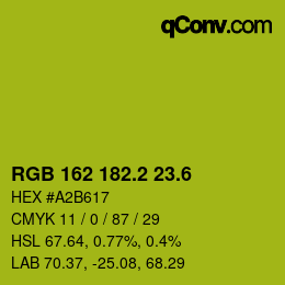 カラーコード: RGB 162 182.2 23.6 | qconv.com