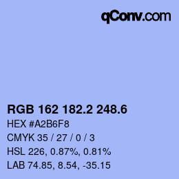 カラーコード: RGB 162 182.2 248.6 | qconv.com