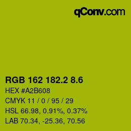 カラーコード: RGB 162 182.2 8.6 | qconv.com