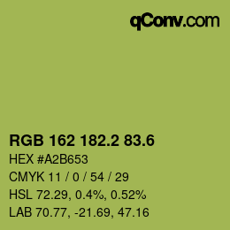 カラーコード: RGB 162 182.2 83.6 | qconv.com