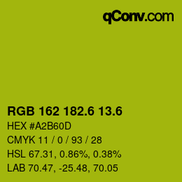 カラーコード: RGB 162 182.6 13.6 | qconv.com