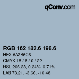 カラーコード: RGB 162 182.6 198.6 | qconv.com