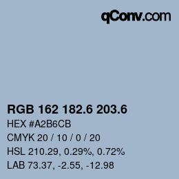 カラーコード: RGB 162 182.6 203.6 | qconv.com