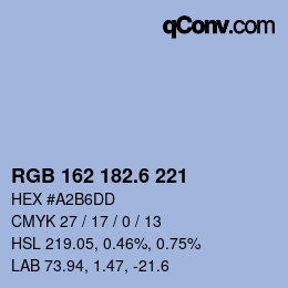 カラーコード: RGB 162 182.6 221 | qconv.com