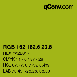 カラーコード: RGB 162 182.6 23.6 | qconv.com