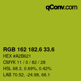 カラーコード: RGB 162 182.6 33.6 | qconv.com