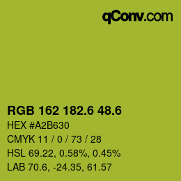 カラーコード: RGB 162 182.6 48.6 | qconv.com