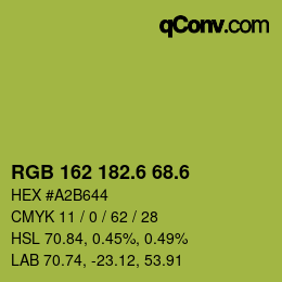 カラーコード: RGB 162 182.6 68.6 | qconv.com