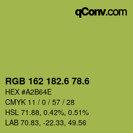 カラーコード: RGB 162 182.6 78.6 | qconv.com