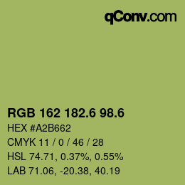 カラーコード: RGB 162 182.6 98.6 | qconv.com