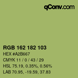 Color code: RGB 162 182 103 | qconv.com