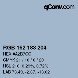 Color code: RGB 162 183 204 | qconv.com