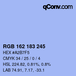 カラーコード: RGB 162 183 245 | qconv.com