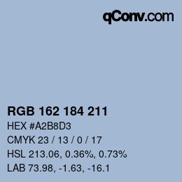 Código de color: RGB 162 184 211 | qconv.com