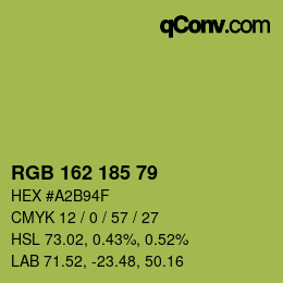 颜色代码: RGB 162 185 79 | qconv.com