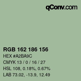 Color code: RGB 162 186 156 | qconv.com