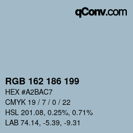 Color code: RGB 162 186 199 | qconv.com