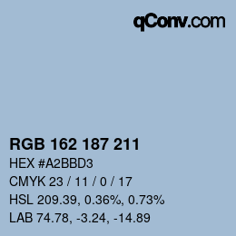 Color code: RGB 162 187 211 | qconv.com