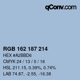 Color code: RGB 162 187 214 | qconv.com