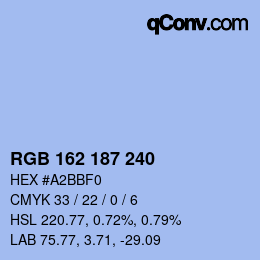 Color code: RGB 162 187 240 | qconv.com