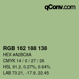 颜色代码: RGB 162 188 138 | qconv.com