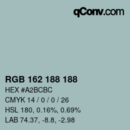 Color code: RGB 162 188 188 | qconv.com