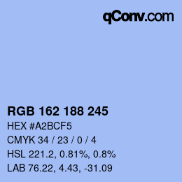 Farbcode: RGB 162 188 245 | qconv.com