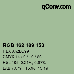 Color code: RGB 162 189 153 | qconv.com